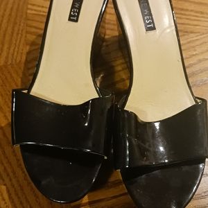 Womans size 7 patent leather wedge sandles